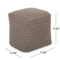 Amuleto Hand Loomed Cotton Pouf, Dark Grey And Brown Grey Brown Fabric