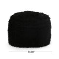 Mahin 5 Foot Rounded Faux Fur Bean Bag, Black Black Faux Fur