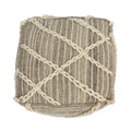 Rope Square Pouf, Gray And Ivory Gray Wool