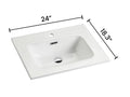 Bb0924Y311, Integrated White Ceramic Basin With One Predrilled Faucet Hole, Drain Assembly Not Included Gloss White Bathroom Modern Ceramic