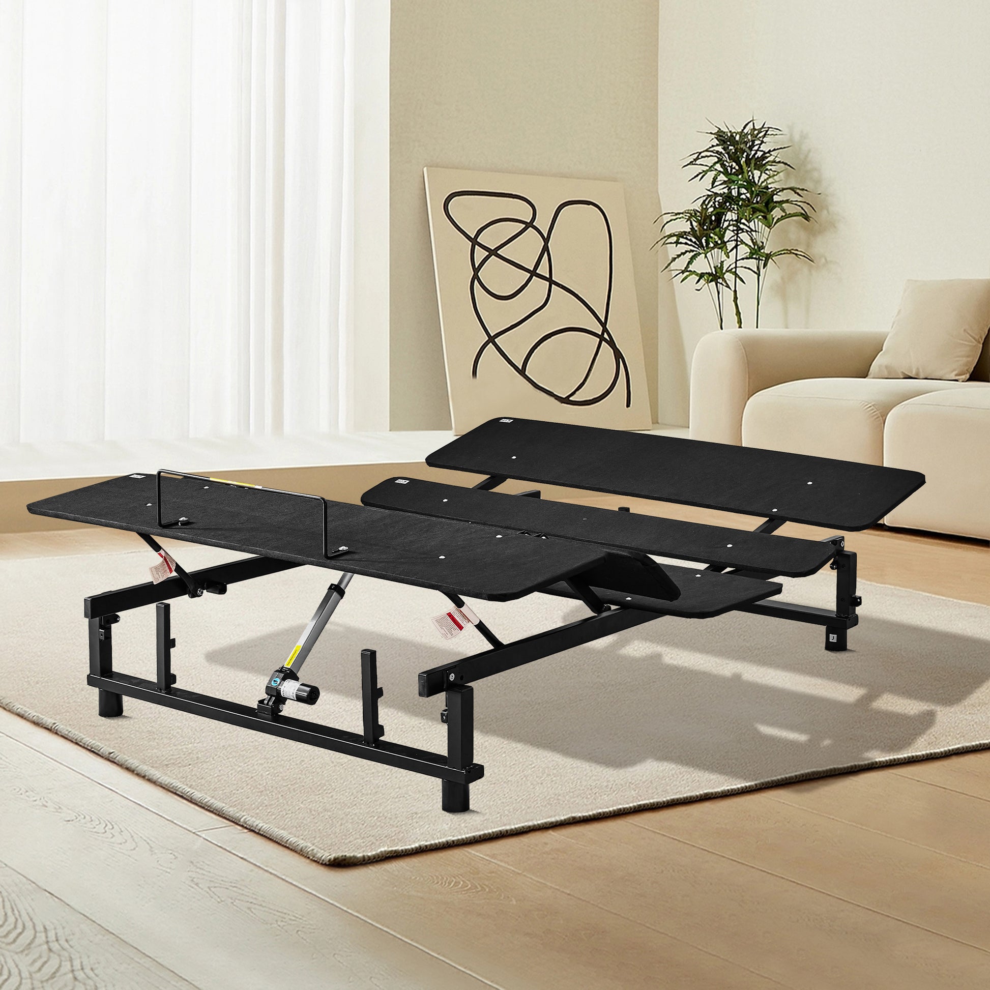 Adjustable Bed Base Frame Queen Bed Frame With Head And Foot Incline Wireless Remote Zero Gravity Quiet Motor Black Queen Queen Antique Black Bedroom Adjustable Bedbase Steel