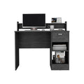 Vera Computer Desk With Top Open Shelf, 1 Drawer And 2 Storage Shelves, Smokey Oak Gray Particle Board Particle Board