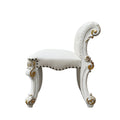 Vendome Vanity Stool Beige Pu & Antique Silver Finish Bd01508 Silver Pu
