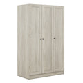 3 Door Shutter Wardrobe With Shelves, Gray Gray Mdf