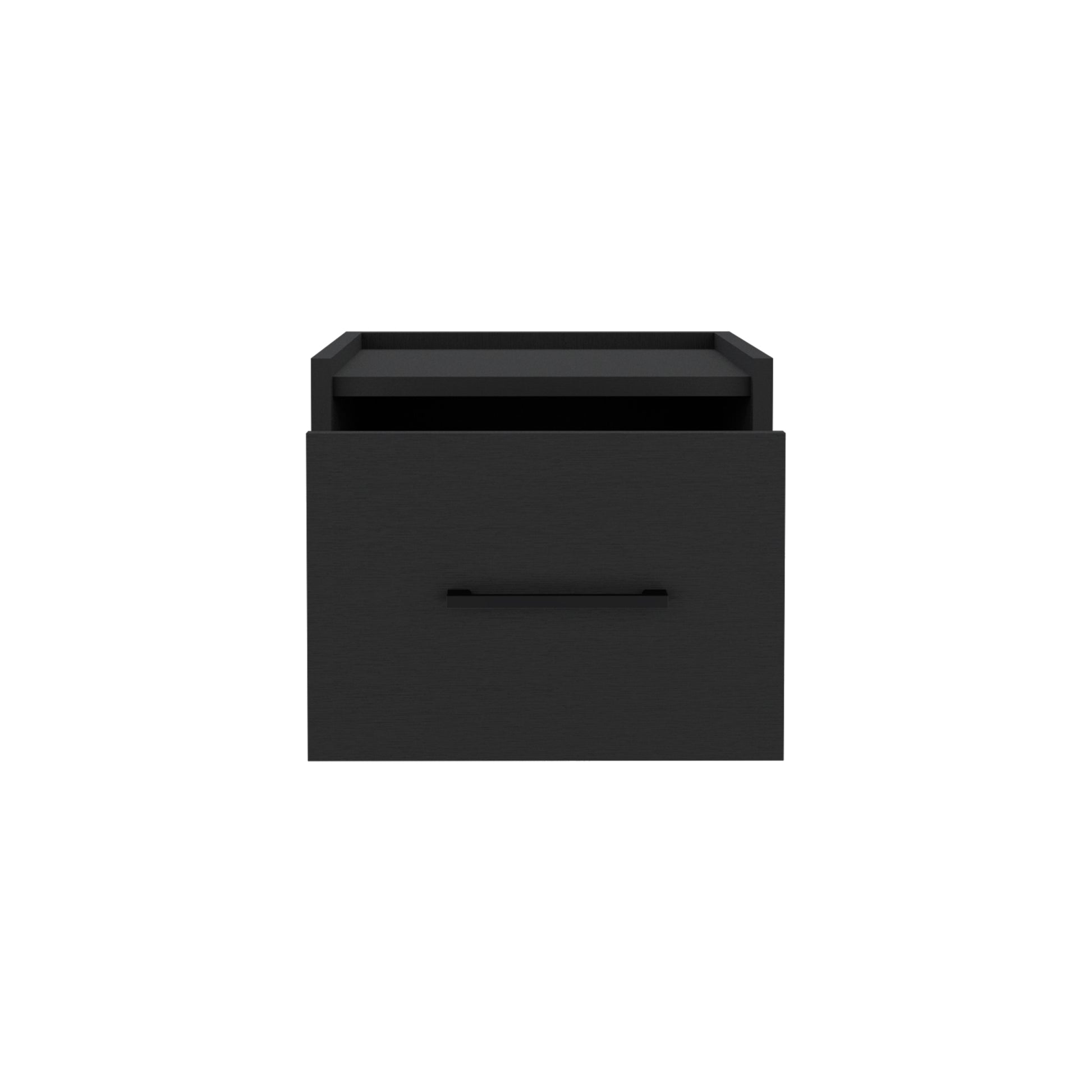 Floating Nightstand, Space Saving Design With Handy Drawer And Surface, Black Black Particle Board Engineered Wood