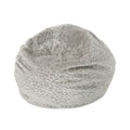 Yasmin 3 Foot Rounded Faux Fur Bean Bag, Grey Pebble Pattern Grey White Faux Fur