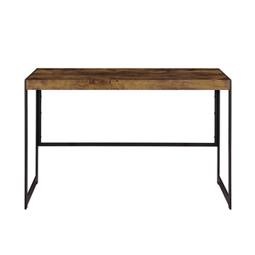 Writing Desk With Metal Frame In Antique Nutmeg And Gunmetal Gunmetal Writting Desk Rectangular Mdf Metal