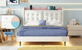 Full Size Upholstery Platform Bed Frame With Led Light Strips,Headboard Storage Space And Two Usb Charging Deisgn,Beige Beige Upholstered