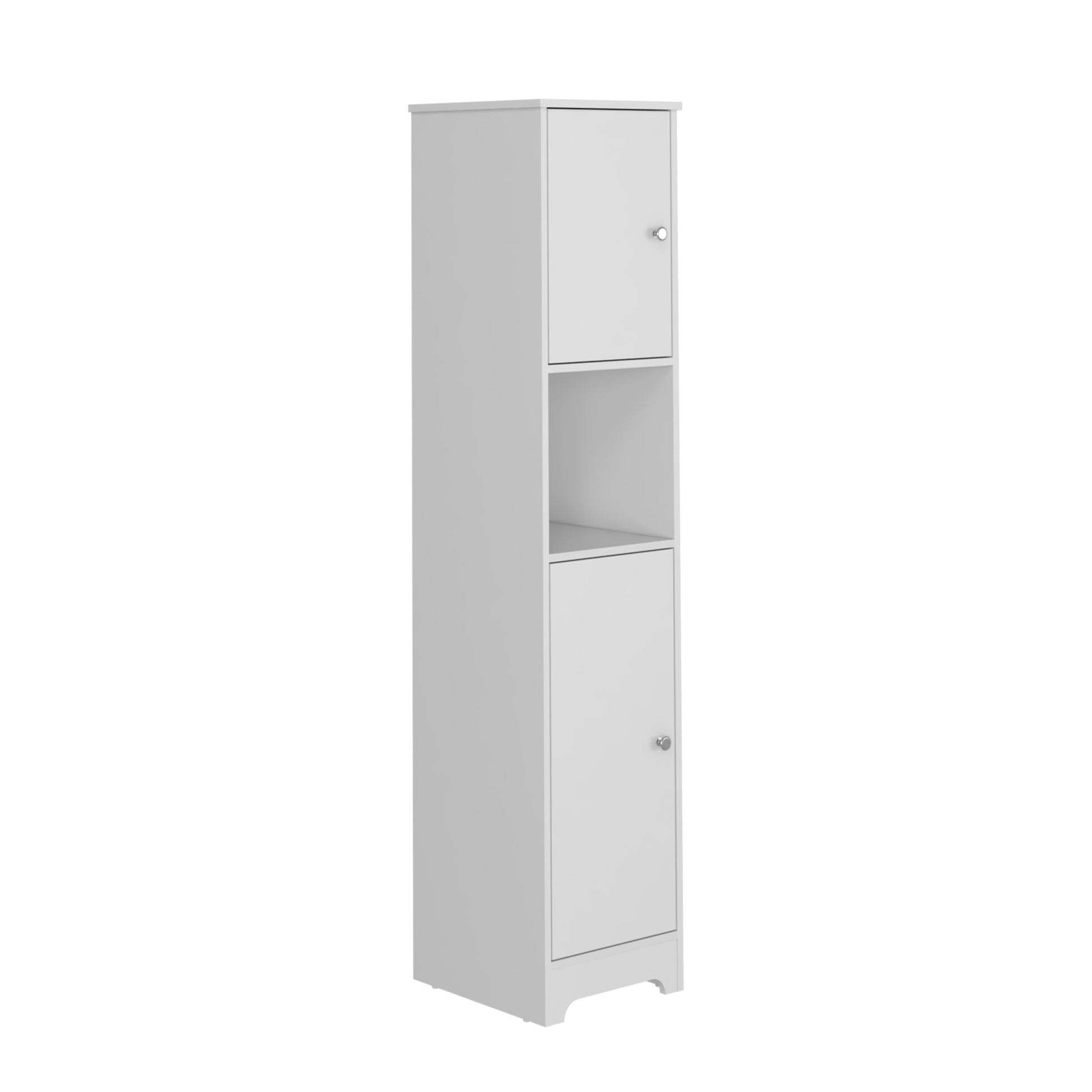 68.8H" Double Door Cabinet, Four Interior Shelves, One Open Shelf, White White Particle Board Particle Board