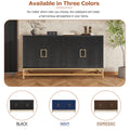 Sideboard Buffet Cabinet With Storage, Sideboard Cabinet With Adjustable Shelves, Rectangular Metal Handles And Legs For Kitchen, Living Room, And Dining Room, Black Black Mdf