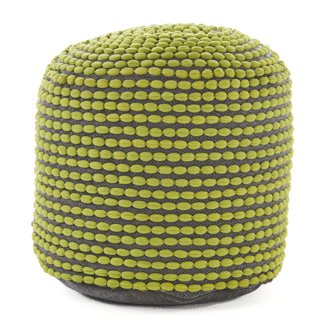 River Water Resistant Handcrafted Cylindrical Pouf, Green Green Waterproof Fabric