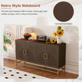 Retro Style Sideboard With Adjustable Shelves, Rectangular Metal Handles And Legs For Kitchen, Living Room, And Dining Room Espresso Espresso Mdf