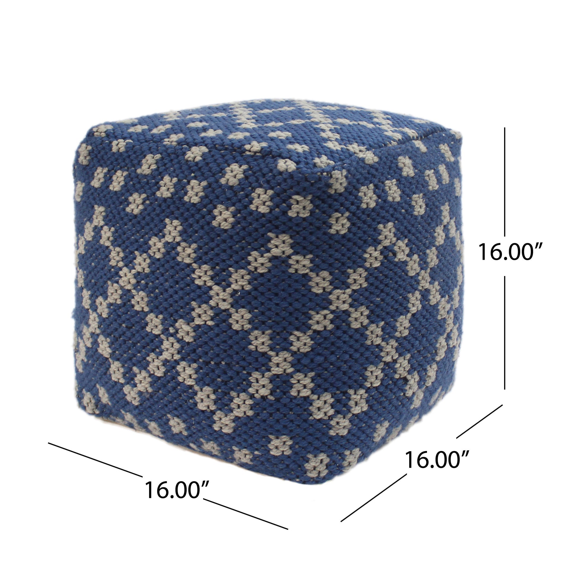 Sky Outdoor Square Pouf, Blue Blue Waterproof Fabric