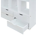 Twin Size Loft Bed With Large Shelves, Writing Desk And Led Light, White White Solid Wood Mdf