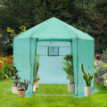 Walk In Greenhouse Hexagonal Upgrade Reinforced Frame Heavy Duty Plastic Greenhouse Reinforced Thickened Waterproof Insulation 9.2*8.1 Ft Green Garden & Outdoor Metal