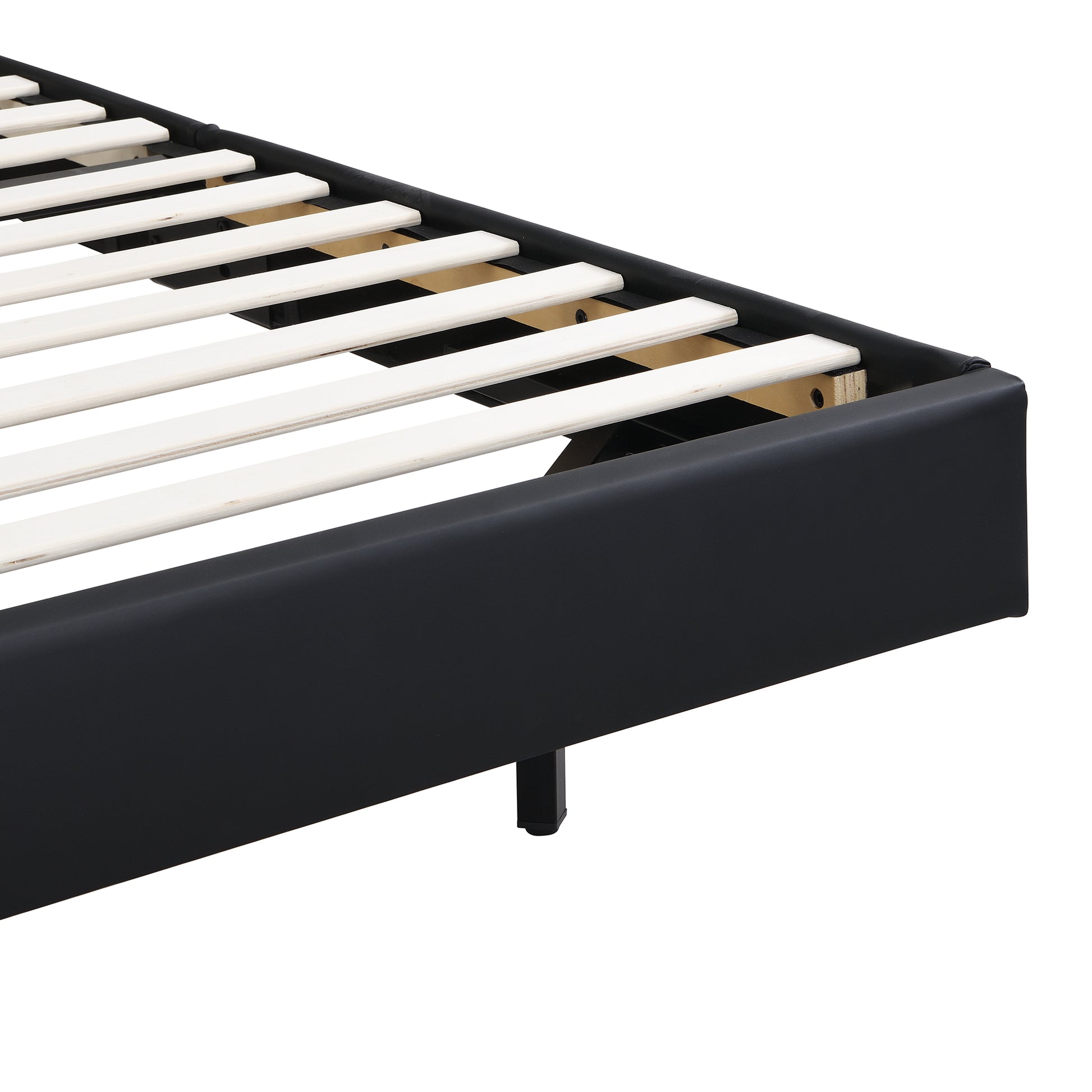 Twin Size Upholstery Platform Bed Frame With Led Light Strips,Headboard Storage Space And Two Usb Charging Deisgn,Black Black Upholstered
