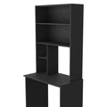 Xalo Computer Hutch Desk, Lower Shelf, Four Shelves, Black Black Particle Board Particle Board