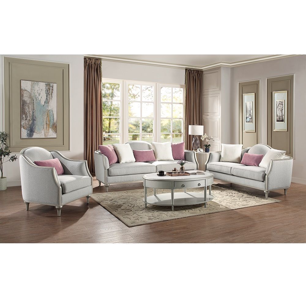 Kasa Loveseat W 3 Pillows, Beige Linen Lv01500 Beige Linen