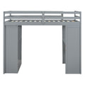 Twin Size Loft Bed With Large Shelves, Writing Desk And Led Light, Gray Gray Solid Wood Mdf