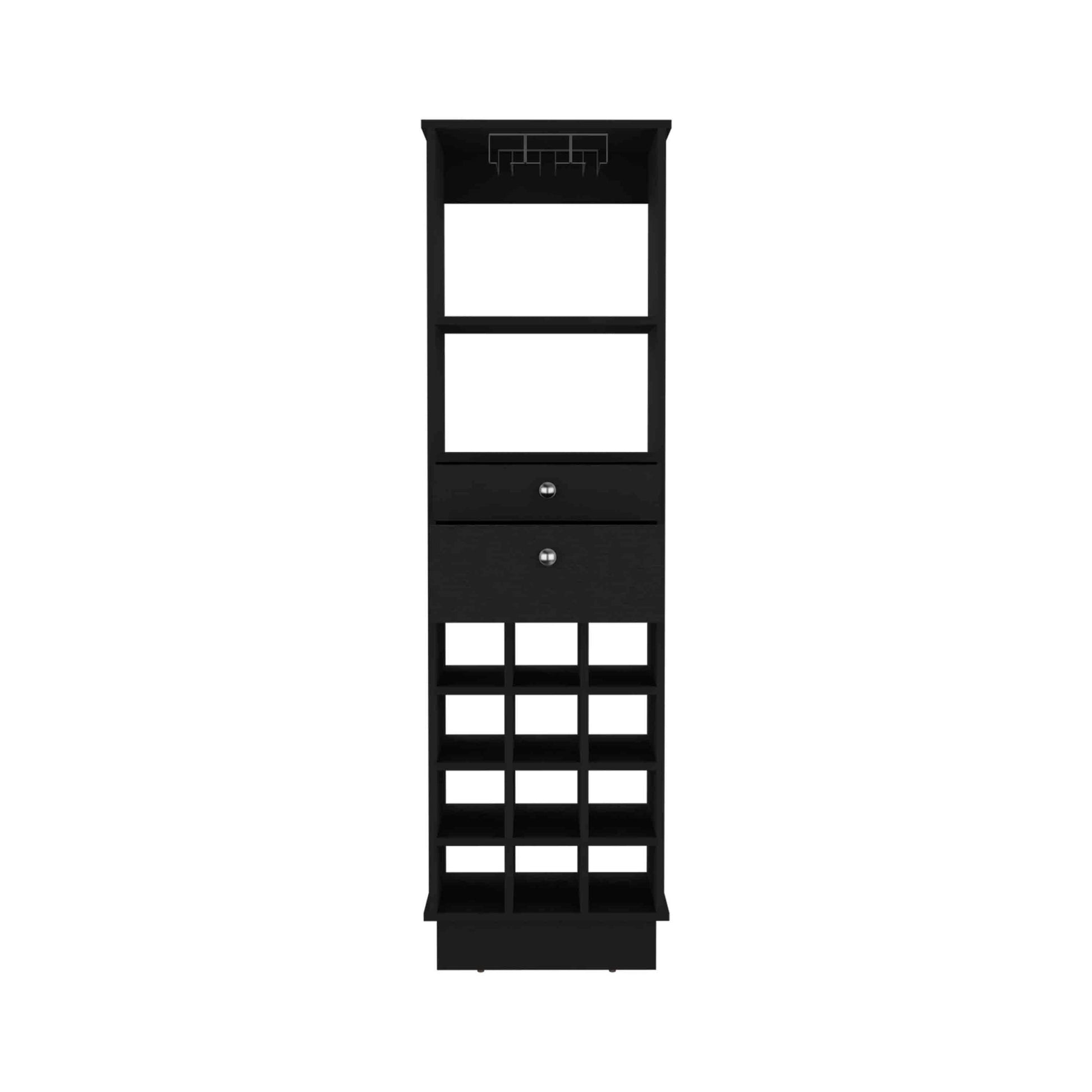 Zircon Bar Cabinet Two Drawers, Black Black Particle Board Particle Board