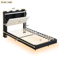 Twin Size Upholstery Platform Bed Frame With Led Light Strips,Headboard Storage Space And Two Usb Charging Deisgn,Black Black Upholstered