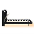 Twin Size Upholstery Platform Bed Frame With Led Light Strips,Headboard Storage Space And Two Usb Charging Deisgn,Black Black Upholstered