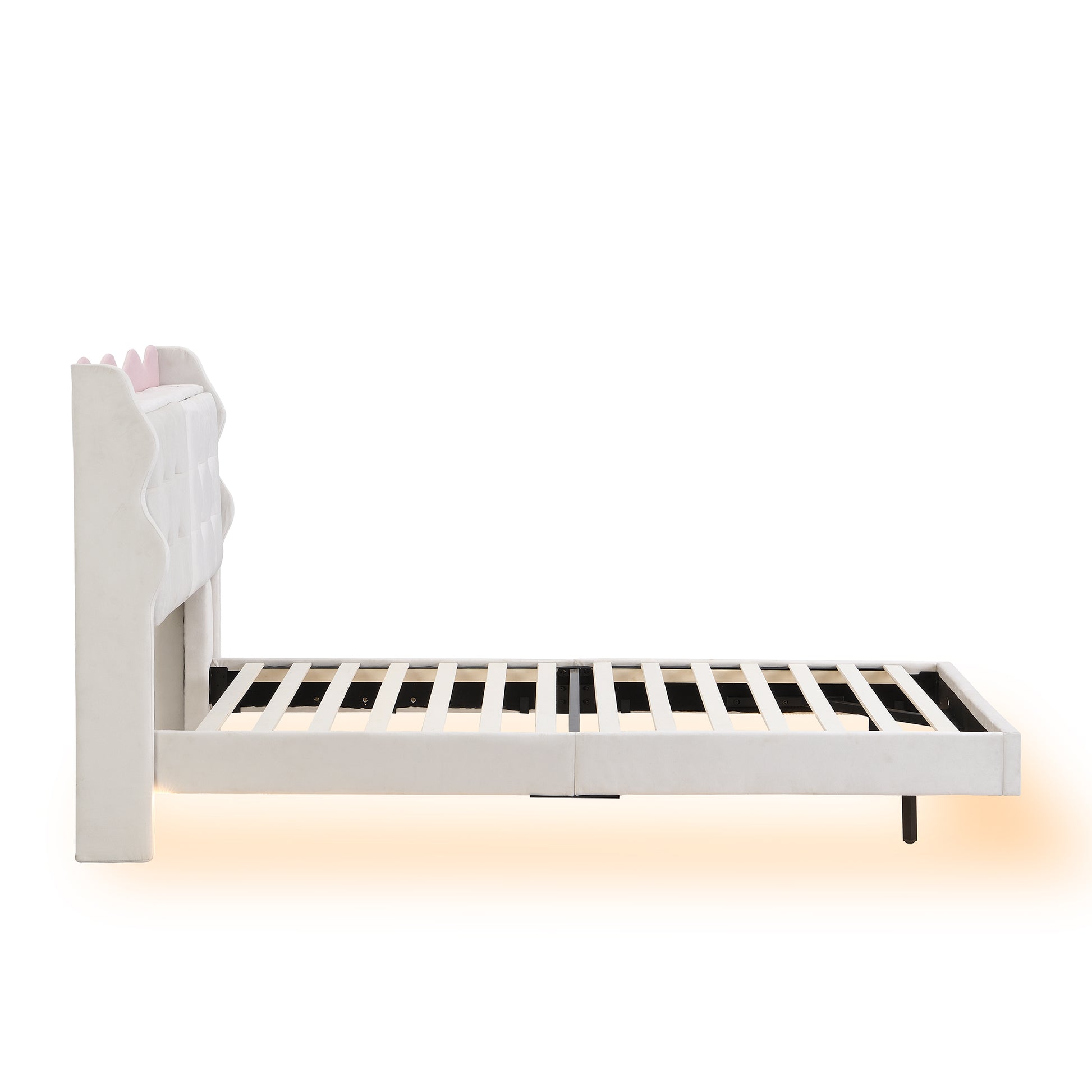 Twin Size Upholstery Platform Bed Frame With Led Light Strips,Headboard Storage Space And Two Usb Charging Deisgn,Beige Old Sku:Wf315762Aaa Box Spring Not Required Twin Beige Upholstered