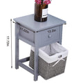 2Pcs Set Nightstands Bedroom, Simple Wooden Bedside Table Night Stand With Drawer And Storage Basket Household Grey Aqua Grey Solid Wood Mdf