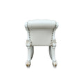 Vendome Vanity Stool Beige Pu & Antique Silver Finish Bd01508 Silver Pu