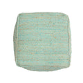 Forest Large Square Pouf, Aqua Beige Aqua Fabric