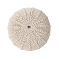 Bordeaux Knitted Cotton Round Pouf, Beige Beige Cotton