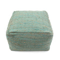 Forest Large Square Pouf, Aqua Beige Aqua Fabric