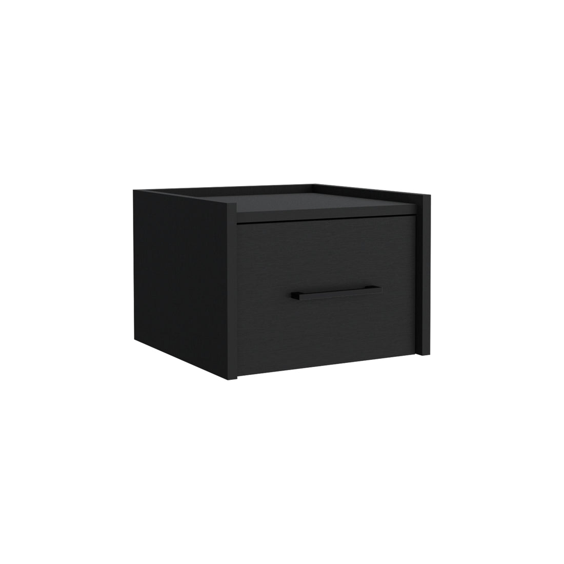 Floating Nightstand, Space Saving Design With Handy Drawer And Surface, Black Black Particle Board Engineered Wood
