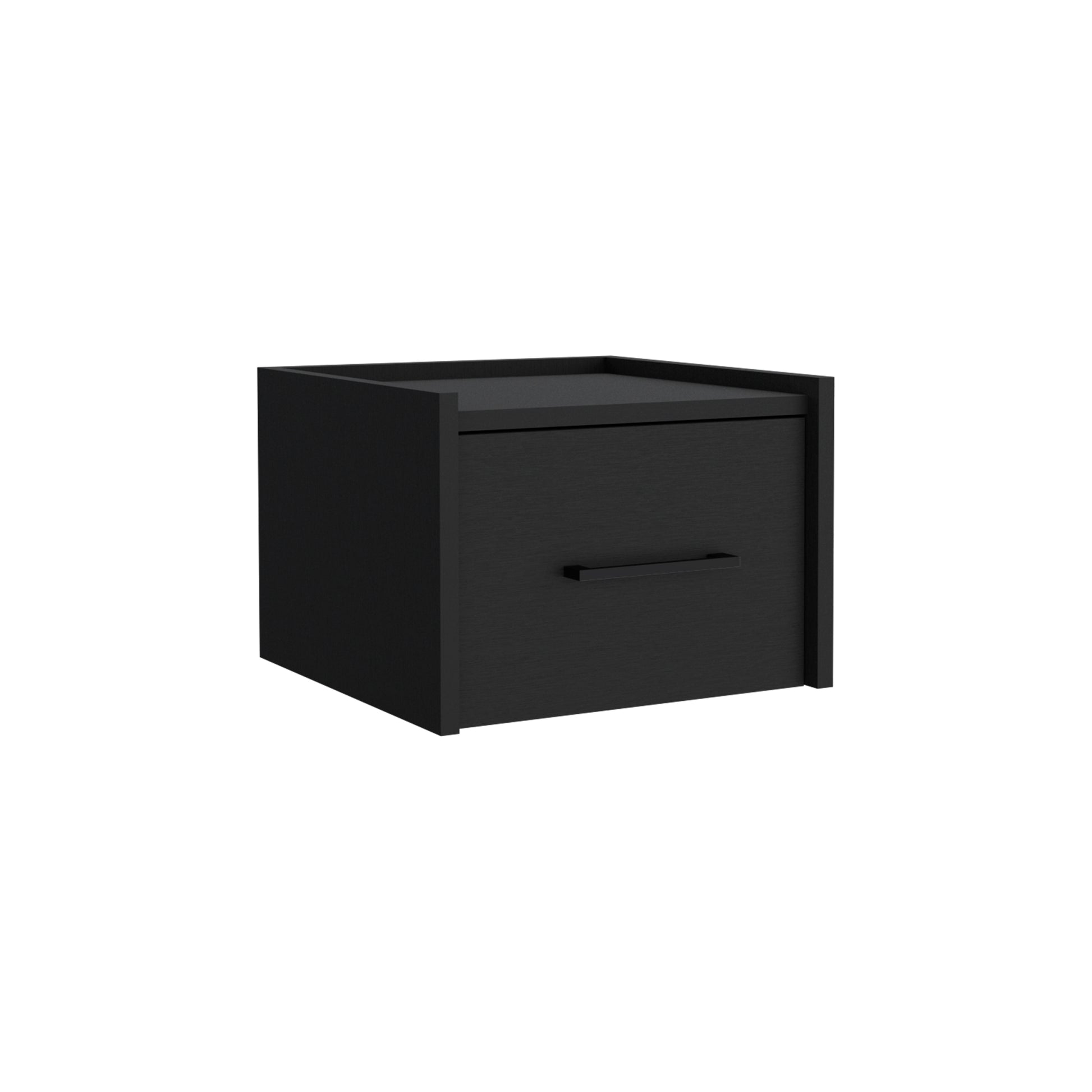 Floating Nightstand, Space Saving Design With Handy Drawer And Surface, Black Black Particle Board Engineered Wood