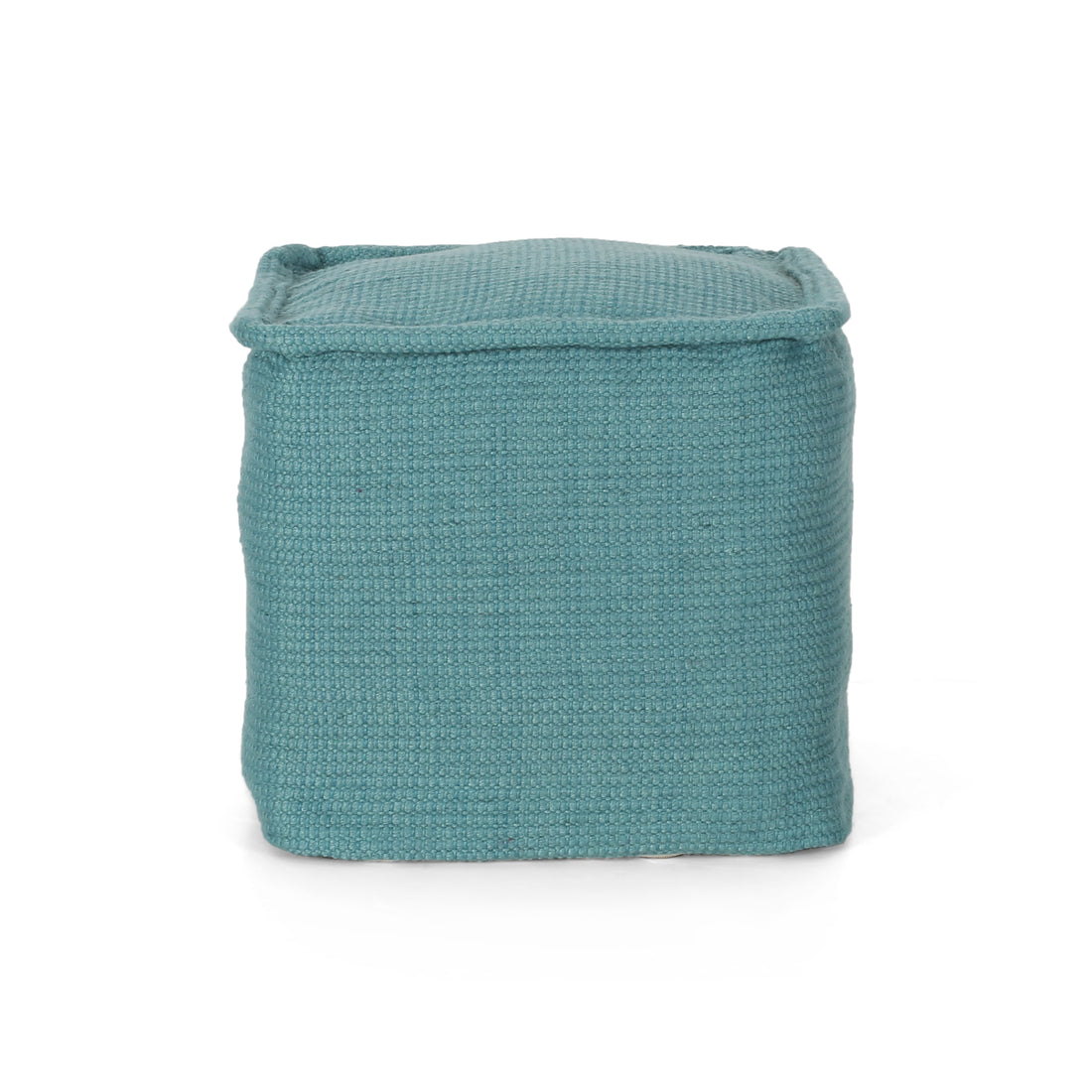 Hansolo Yarn Square Pouf, Teal Teal Cotton