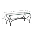 Tempered Glass Surface 3 Piece Coffee Table Set Decor Rectangle Coffee Table With 2 Square End Side Table Unique Design Coffee Table With Sturdy Construction For Living Room Rustic Black Black Primary Living Space American Design,Retro Rectangular Coffee