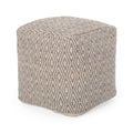 Amuleto Hand Crafted Cotton Pouf, Beige And Yellow Beige Yellow Fabric