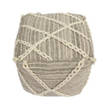 Rope Square Pouf, Gray And Ivory Gray Wool