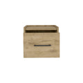 Macadamia Modern Floating Nightstand, Space Saving Design With Convenient Drawer And Black Pull Handle. Beige Particle Board Engineered Wood