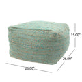 Forest Large Square Pouf, Aqua Beige Aqua Fabric