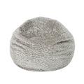 Yasmin 3 Foot Rounded Faux Fur Bean Bag, Grey Pebble Pattern Grey White Faux Fur