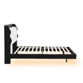 Full Size Upholstery Platform Bed Frame With Led Light Strips And Built In Storage Space,Black Black Upholstered