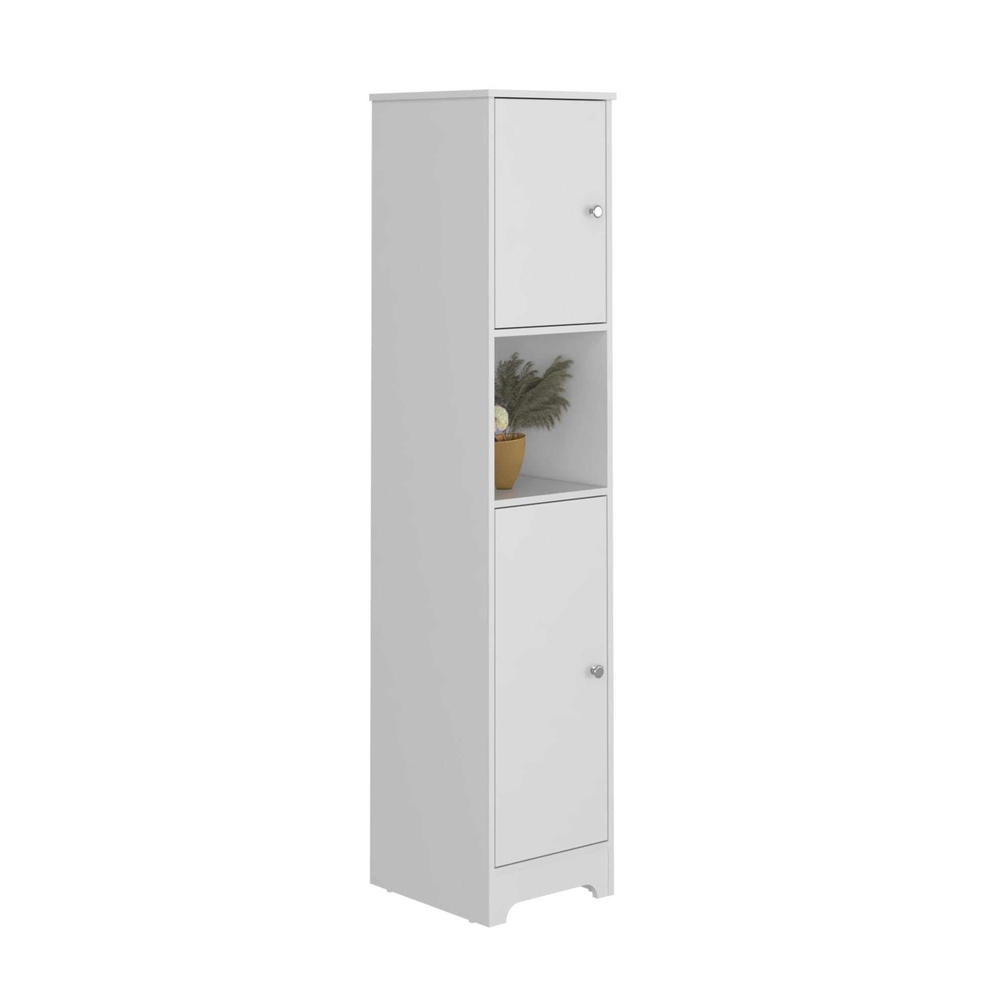 68.8H" Double Door Cabinet, Four Interior Shelves, One Open Shelf, White White Particle Board Particle Board