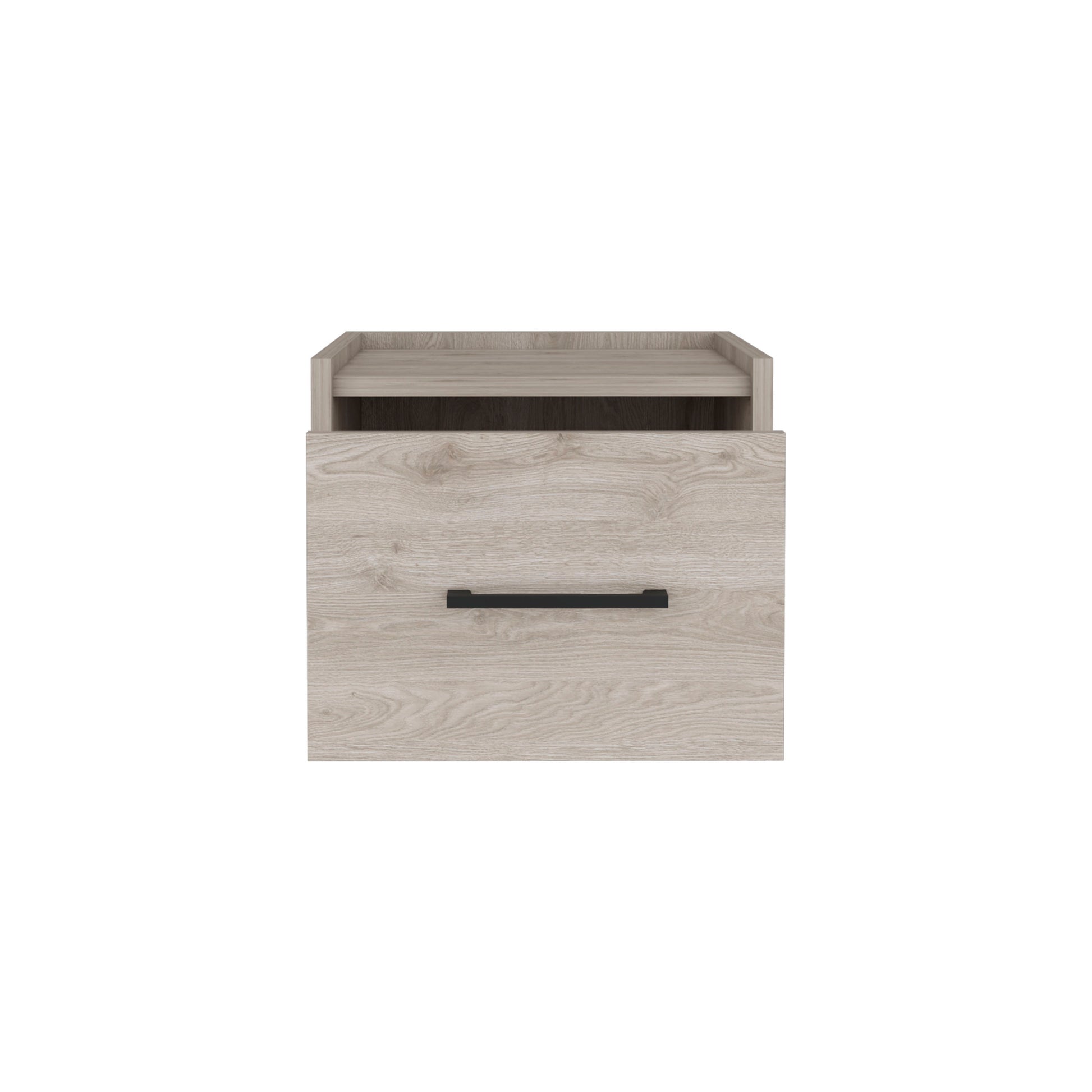 Light Gray Modern Floating Nightstand, Space Saving Design With Convenient Drawer And Black Pull Handle Light Gray Particle Board Engineered Wood