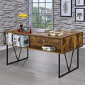 4 Drawer Writing Desk In Antique Nutmeg And Black Brown Writting Desk Rectangular Particle Board Mdf