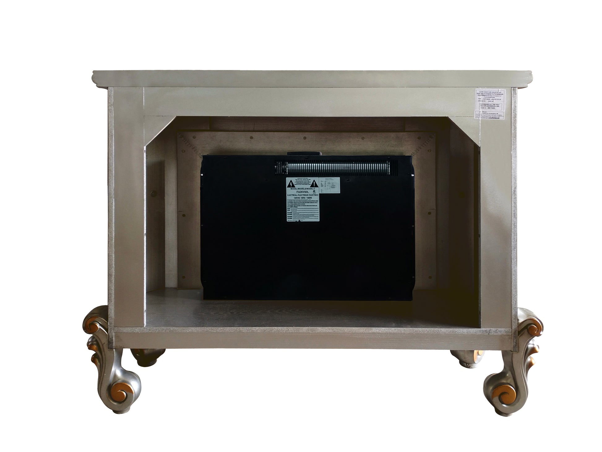Versailles Fireplace Antique Platinum Finish Ac01314 Antique White Solid Wood Mdf