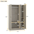 3 Door Shutter Wardrobe With Shelves, Gray Gray Mdf