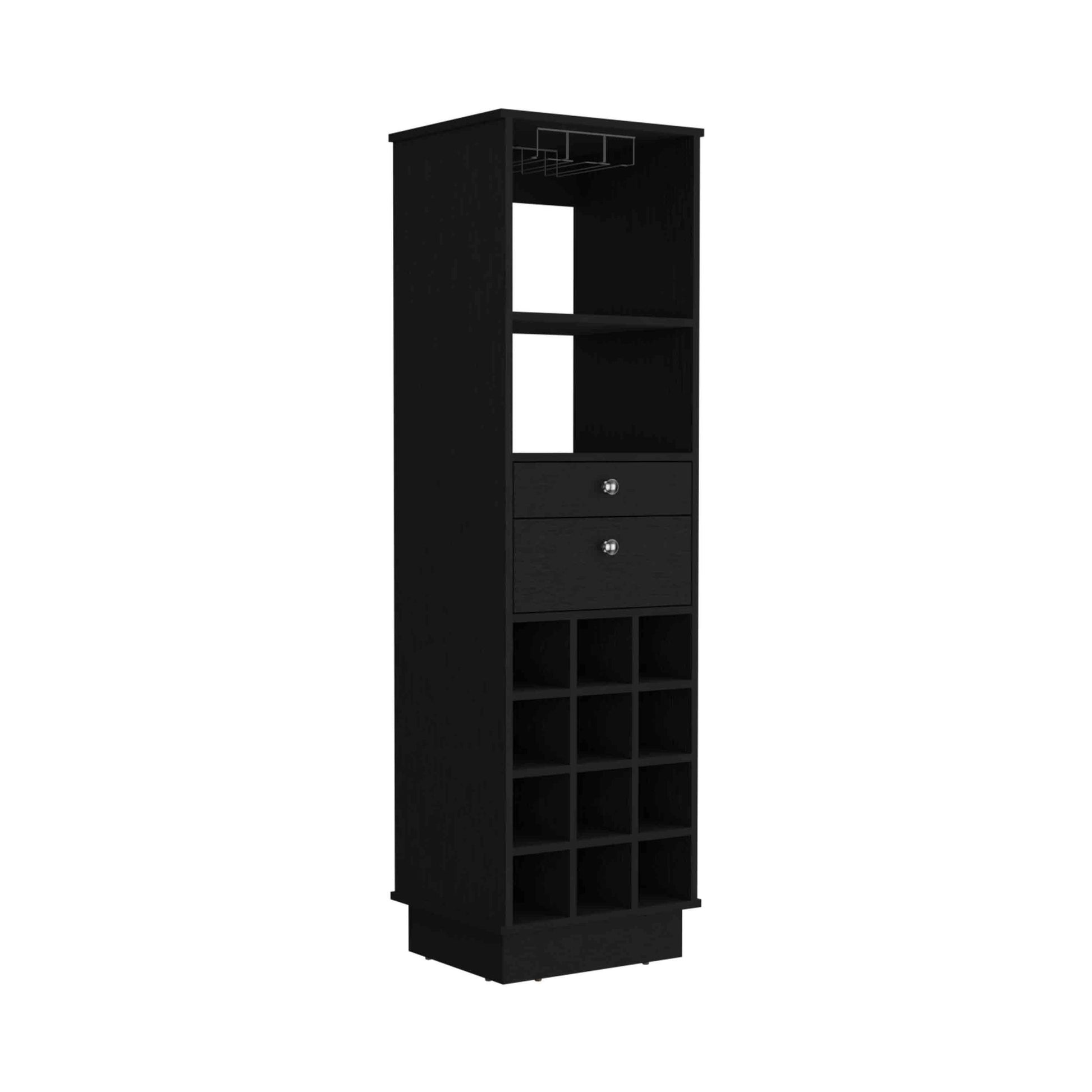 Zircon Bar Cabinet Two Drawers, Black Black Particle Board Particle Board