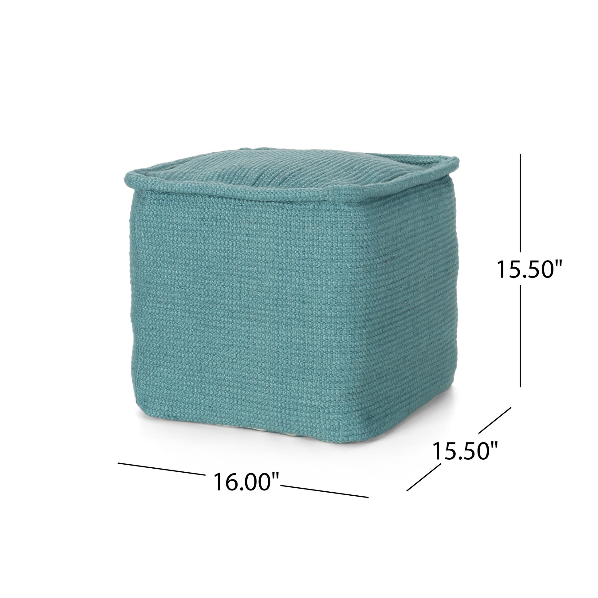 Hansolo Yarn Square Pouf, Teal Teal Cotton
