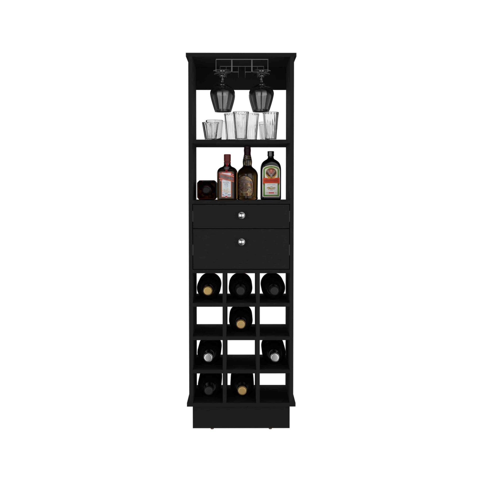 Zircon Bar Cabinet Two Drawers, Black Black Particle Board Particle Board